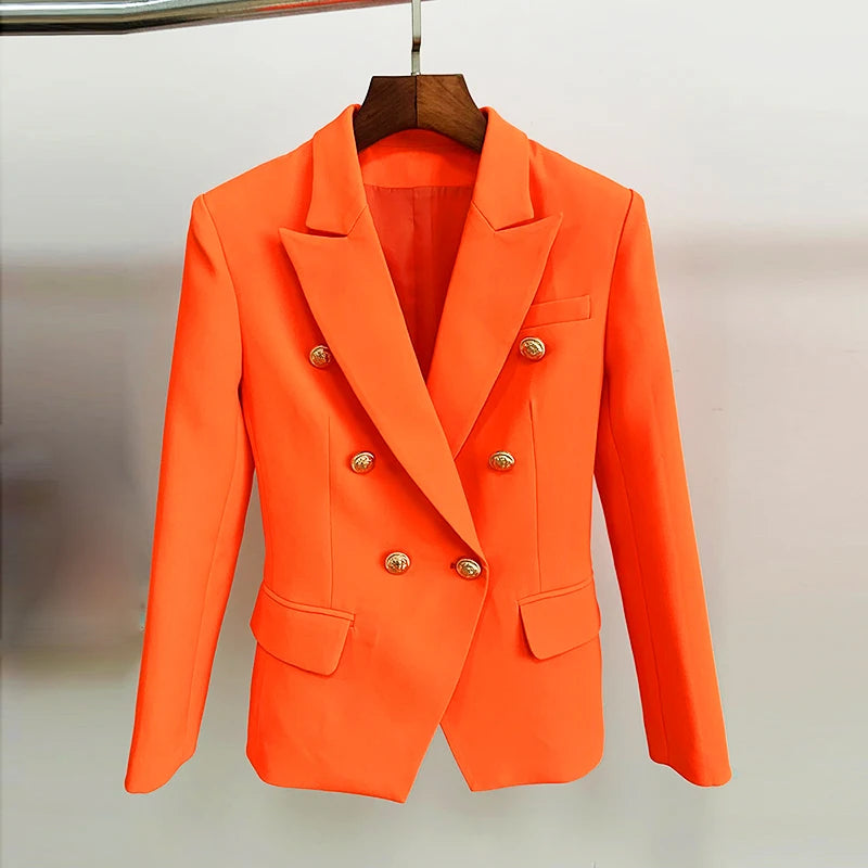 Women's Classic Double Breasted Blazer with Metal Buttons