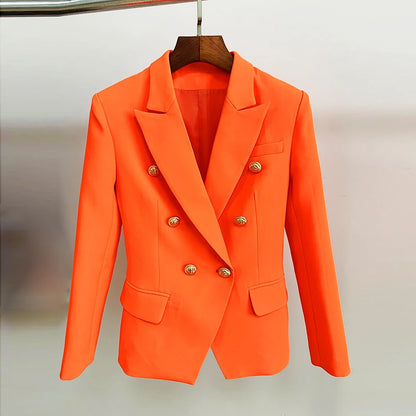 Women's Classic Double Breasted Blazer with Metal Buttons