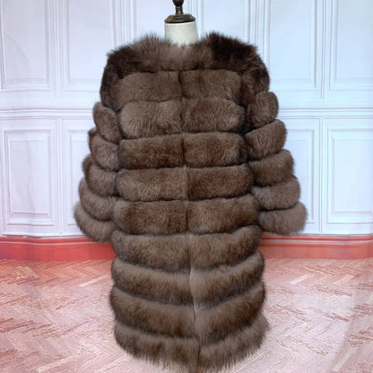 4in1 Women Fox Fur Coat Winter Outerwear