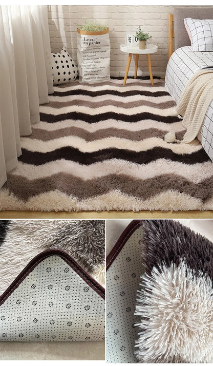 Pink Fluffy Polyester Carpet for Children's Room