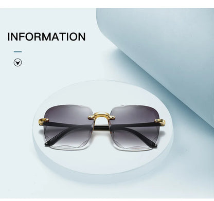 Square Rimless Sunglasses Women Red Plastic UV400