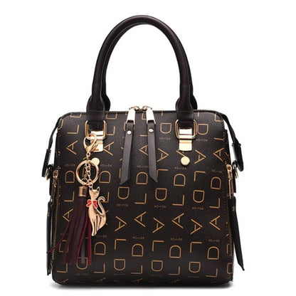 PU Leather Tassel Handbag for Women Large Capacity Tote