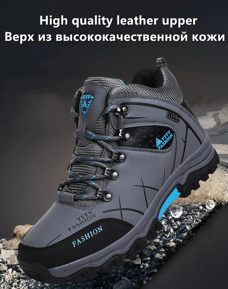 Men's Waterproof Leather Snow Boots Size 39-47