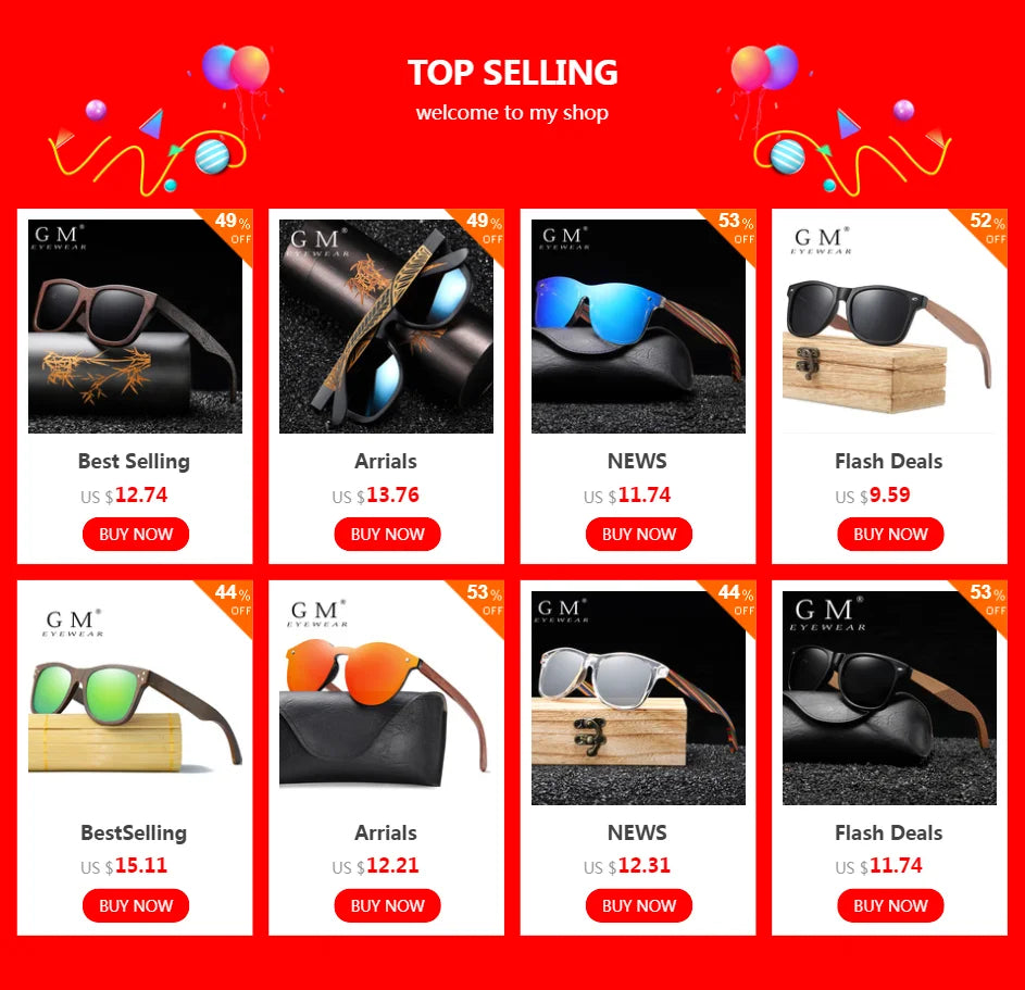 Black Wooden Polarized Sunglasses for Men