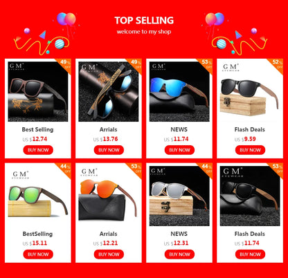 Black Wooden Polarized Sunglasses for Men