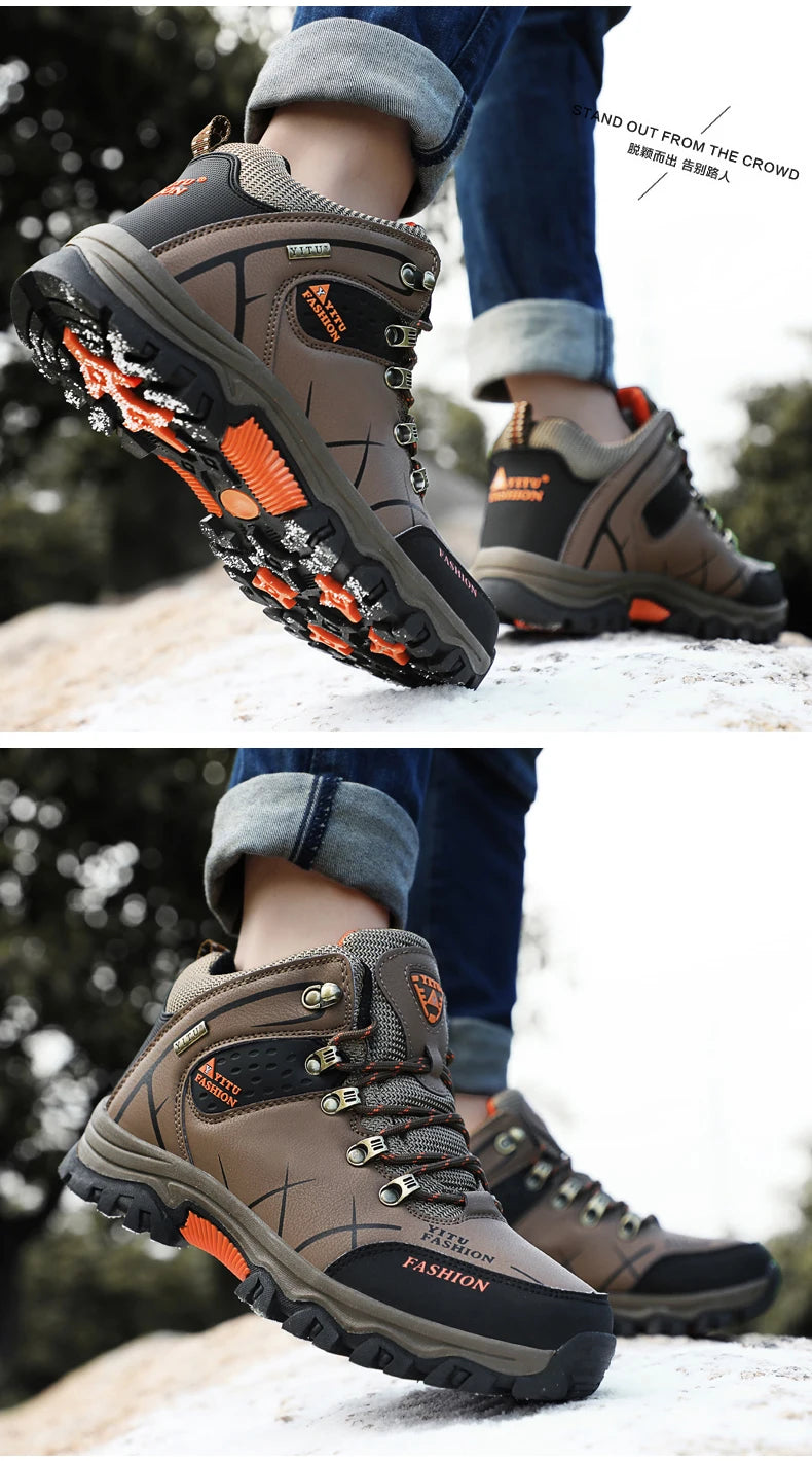 Men's Waterproof Leather Snow Boots Size 39-47