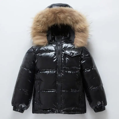 Black Down Winter Parka Jacket for Boys and Girls