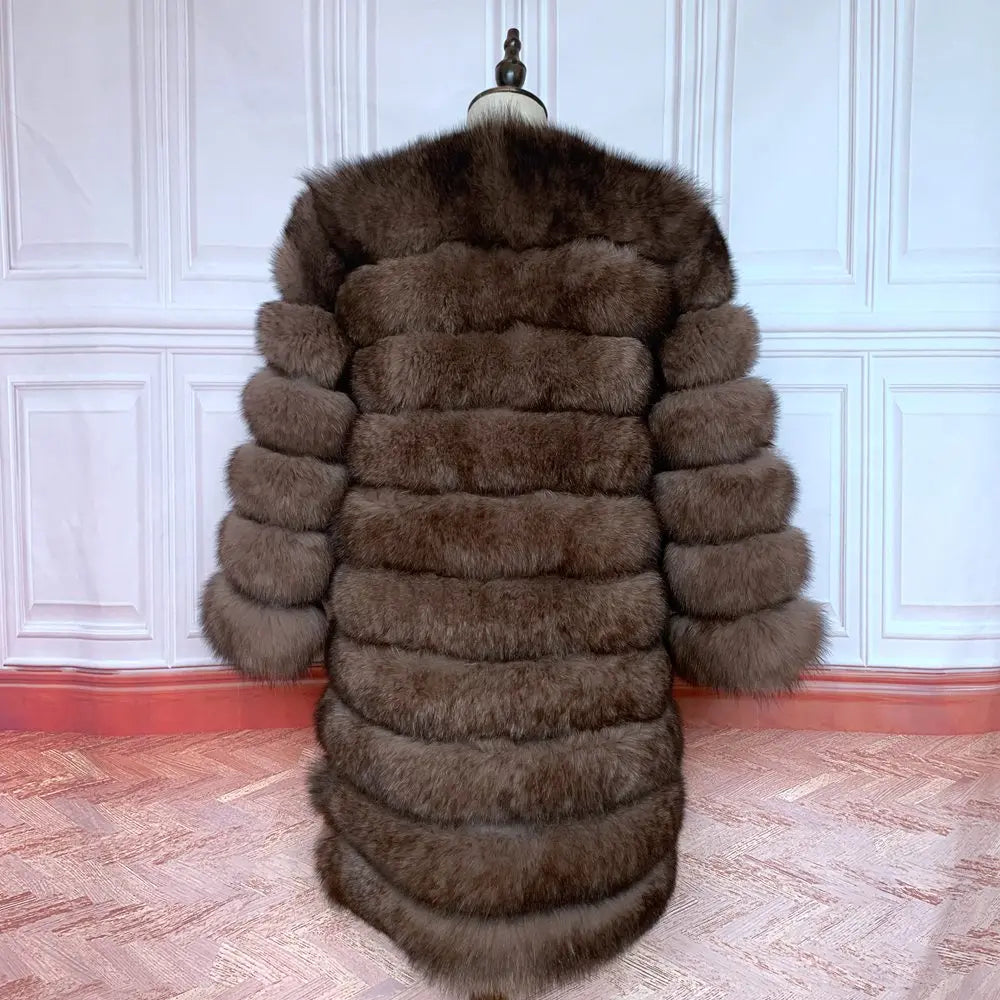 4in1 Women Fox Fur Coat Winter Outerwear