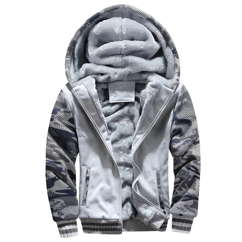 Men's Camouflage Winter Jacket Fleece Long Sleeve Coat