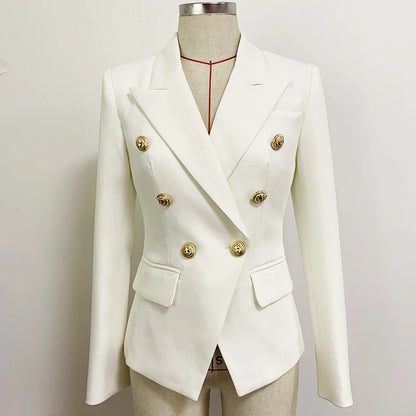 Women's Classic Double Breasted Blazer with Metal Buttons