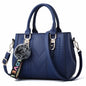 Leather Messenger Bag with Fur Decoration for Women