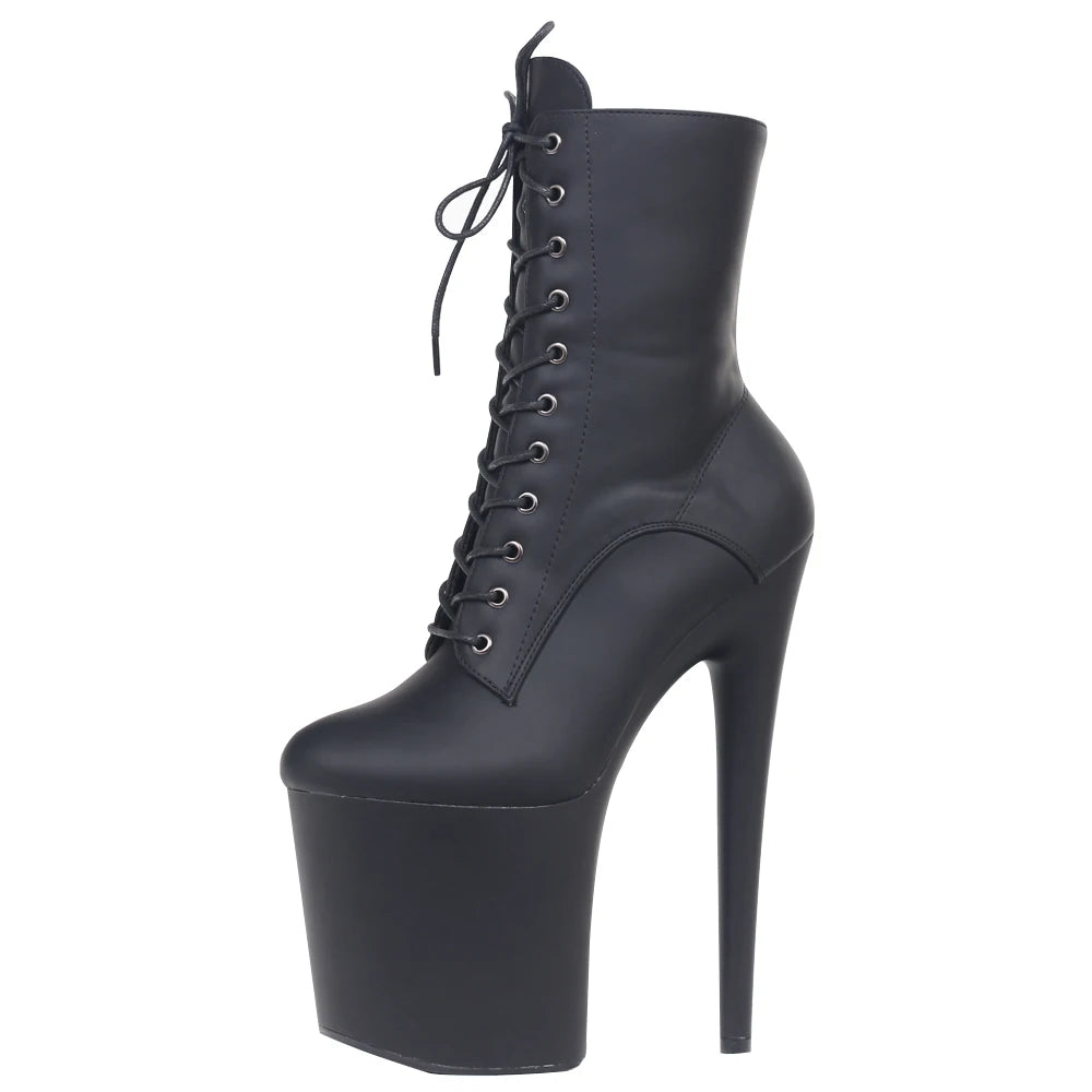 20CM High Heels Platform Ankle Boots Lace Up