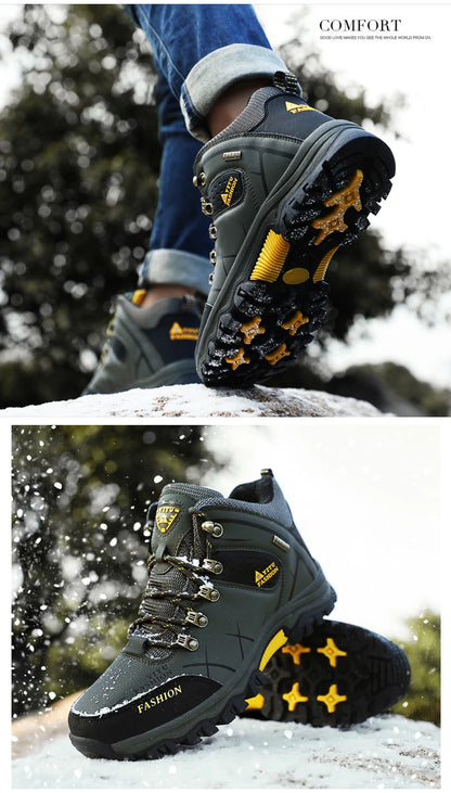 Men's Waterproof Leather Snow Boots Size 39-47