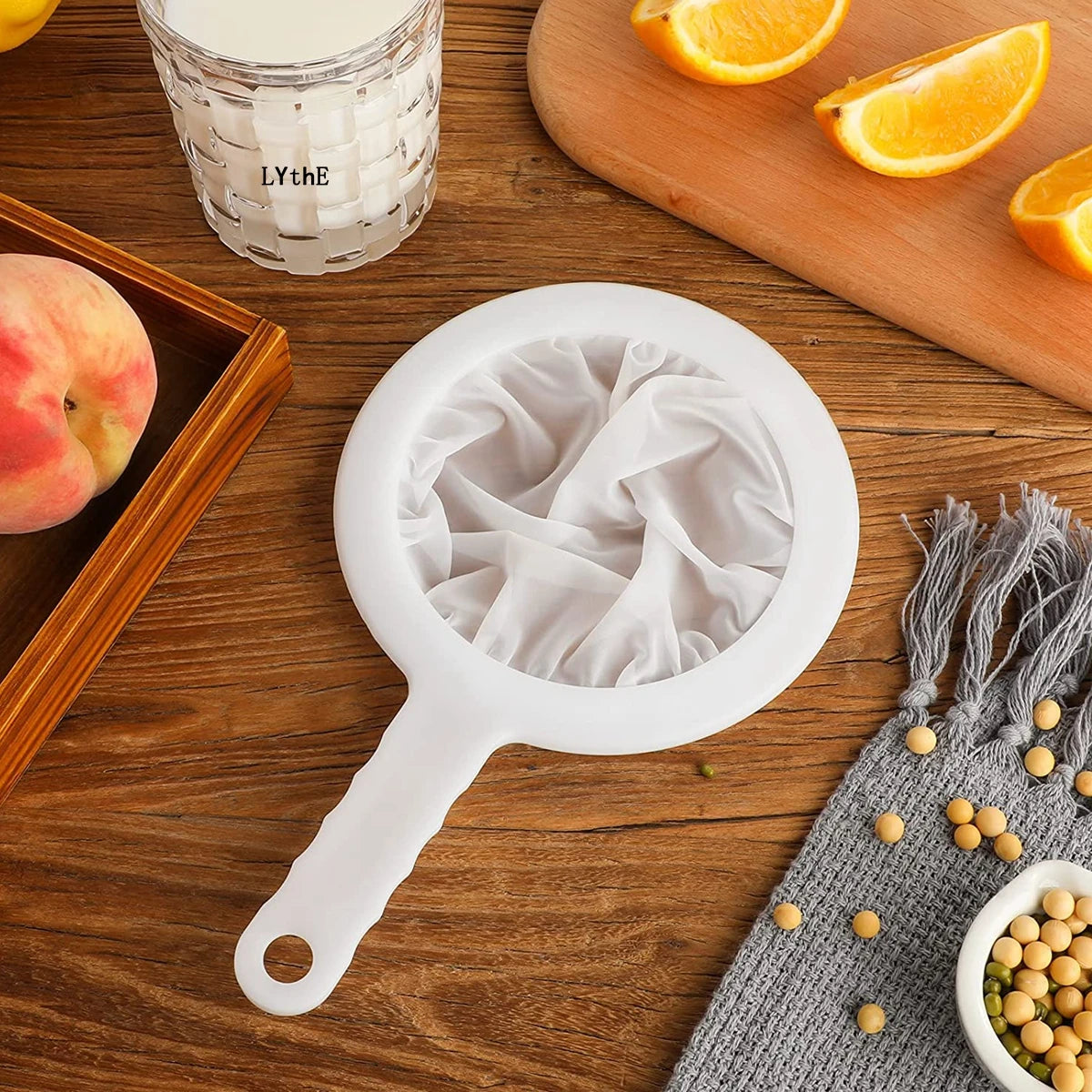 Nylon Mesh Kitchen Nut Milk Filter Spoon