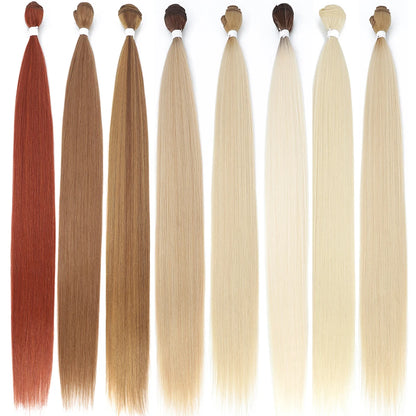 Bone Straight Synthetic Hair Bundles Yaki Weaving