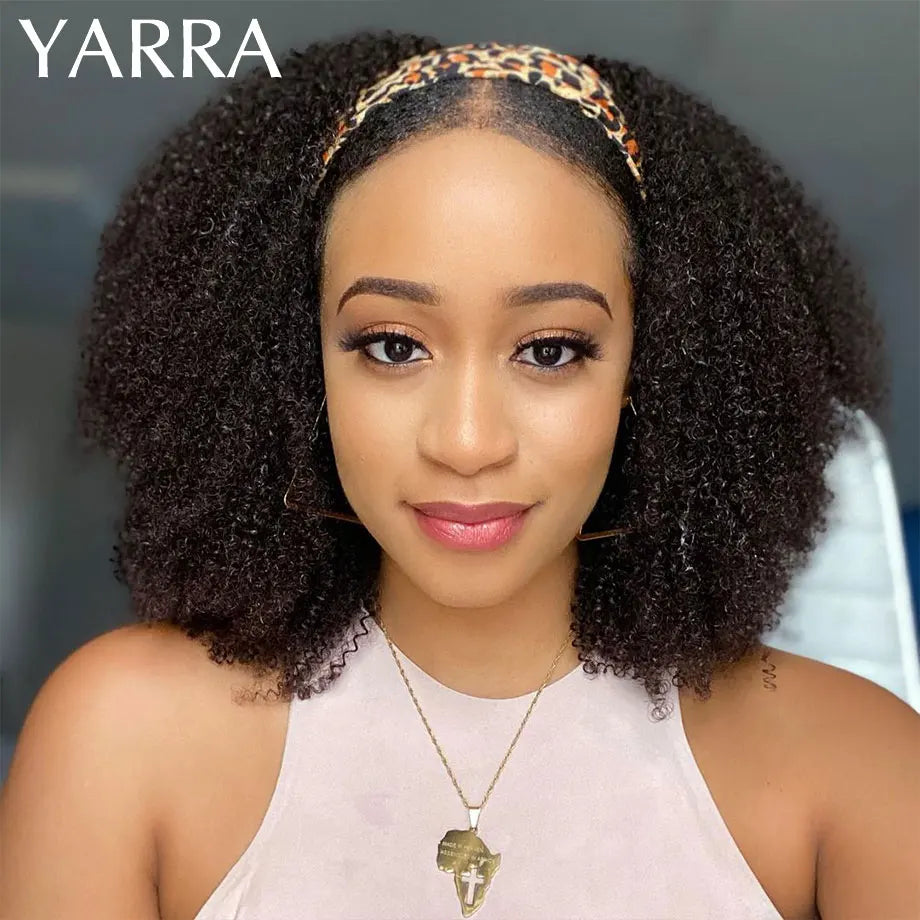 Afro Kinky Curly Headband Wig 180% Density Brazilian Hair