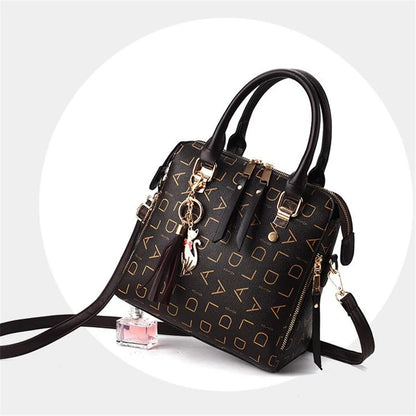 PU Leather Tassel Handbag for Women Large Capacity Tote