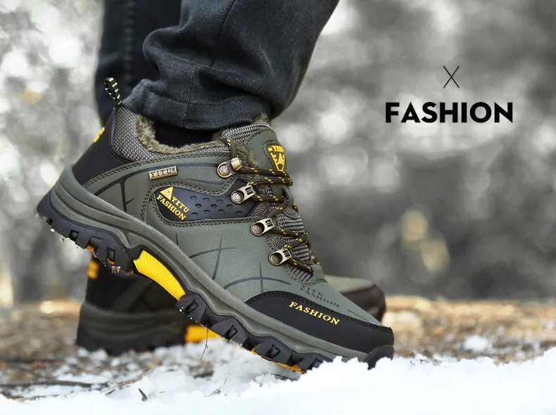Men's Waterproof Leather Snow Boots Size 39-47