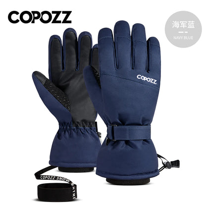 Copozz Waterproof Ultralight Winter Ski Gloves Black White