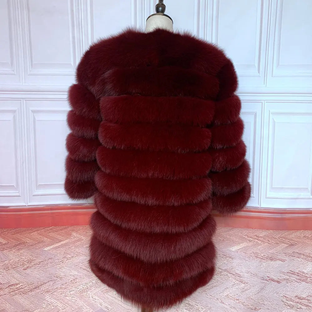 4in1 Women Fox Fur Coat Winter Outerwear