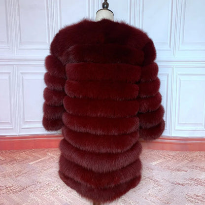 4in1 Women Fox Fur Coat Winter Outerwear