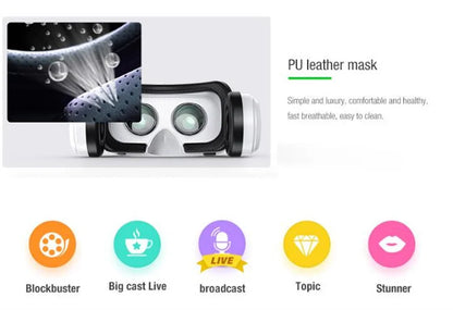 Wireless Virtual Reality Glasses 3D Headset for 4.7-7.2" Phones