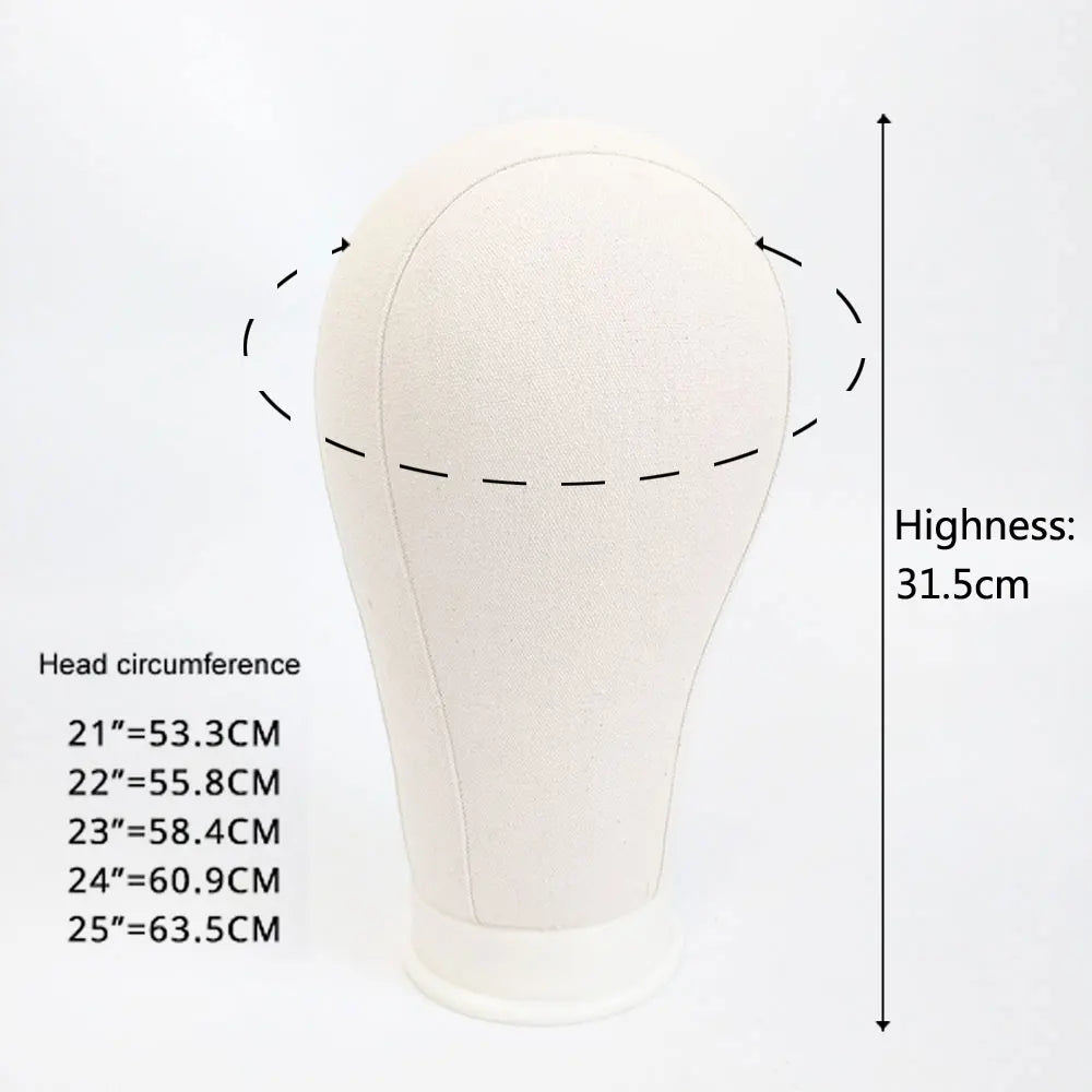 Canvas Wig Stand 21-24 Inch Mannequin Head for Hairstyling