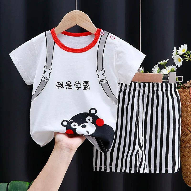 Kids Cotton Cartoon T-Shirt and Shorts Set