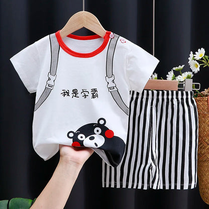 Kids Cotton Cartoon T-Shirt and Shorts Set