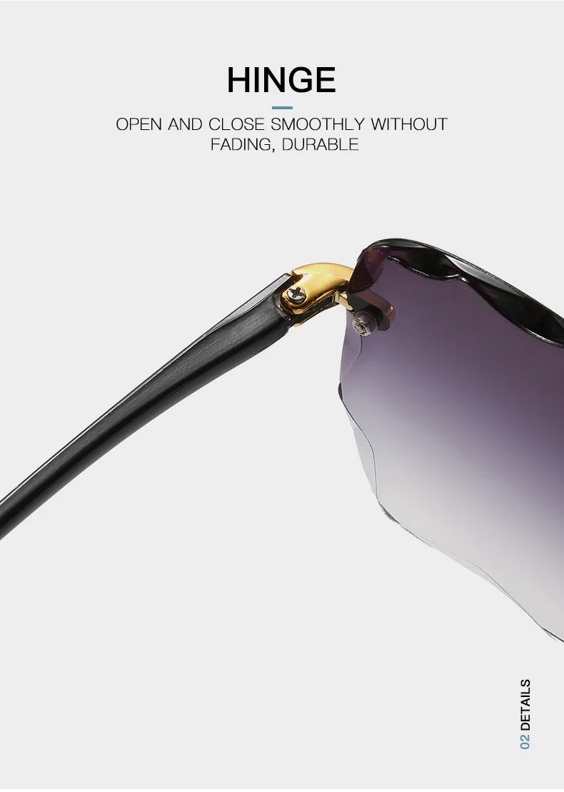 Square Rimless Sunglasses Women Red Plastic UV400