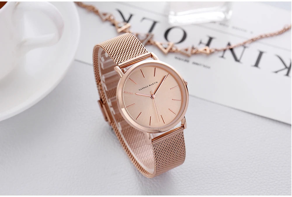 Hannah Martin Women 36mm Rose Gold Quartz Watch