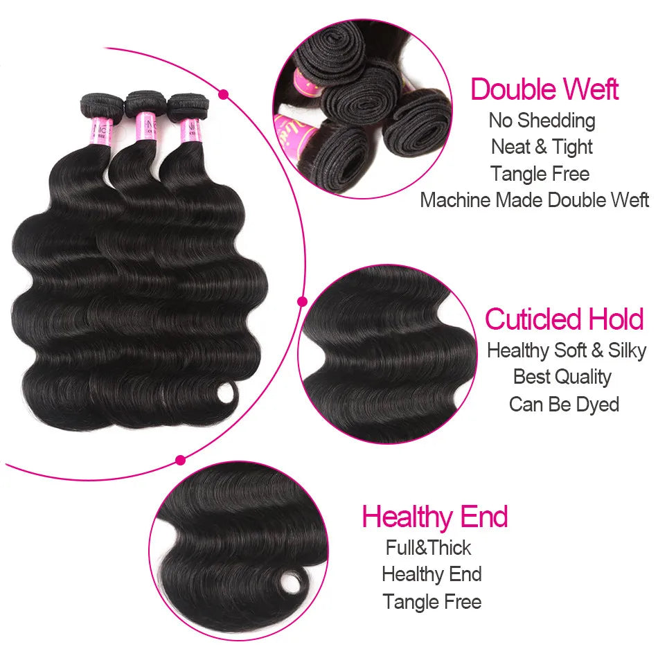 Body Wave 100% Human Hair Bundles Natural Color