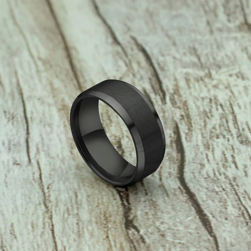 Black Classic Titanium Steel Ring for Men