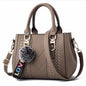 Leather Messenger Bag with Fur Decoration for Women