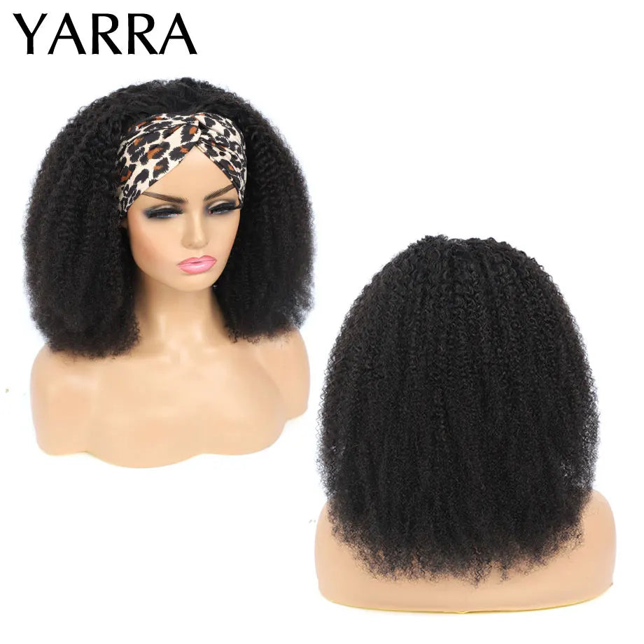 Afro Kinky Curly Headband Wig 180% Density Brazilian Hair