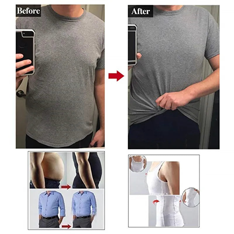 Men's Slimming Vest Body Shaper Corset in Nylon Elastane