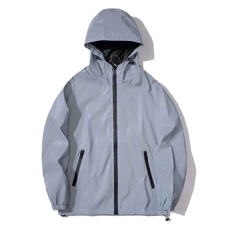 Night Reflective Hooded Windbreaker Jacket Men