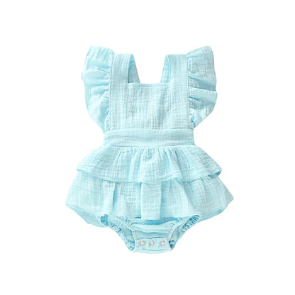 Cotton Ruffle Romper for Baby Girls Summer Outfit