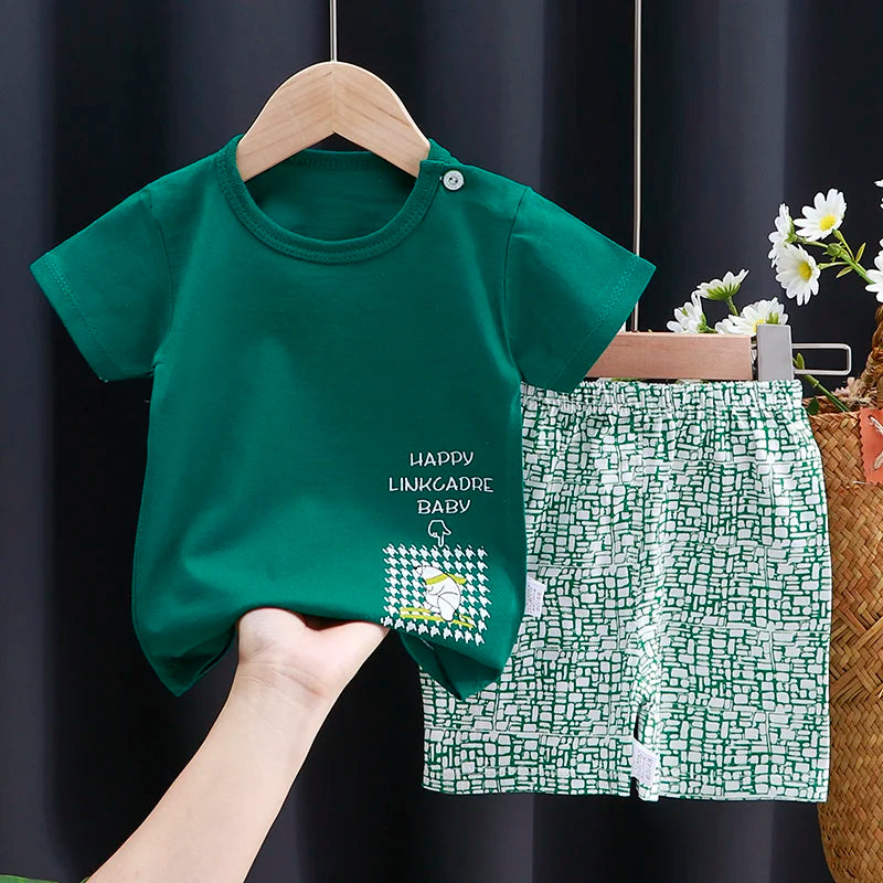Kids Cotton Cartoon T-Shirt and Shorts Set