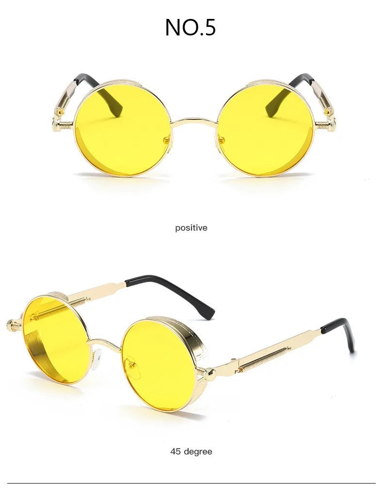 Metal Punk Round Sunglasses for Men and Women