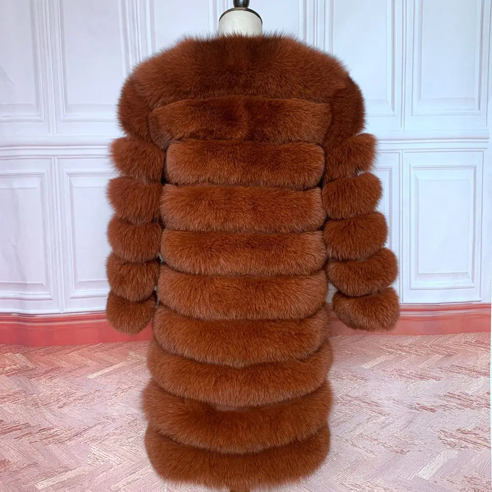 4in1 Women Fox Fur Coat Winter Outerwear