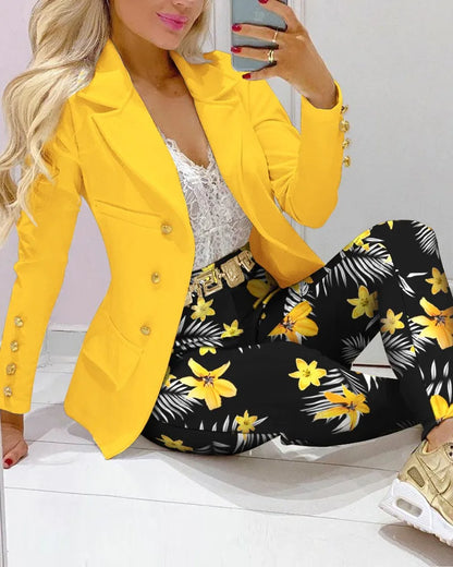 Paisley Butterfly Blazer Suit and Pants Set for Women