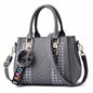 Leather Messenger Bag with Fur Decoration for Women