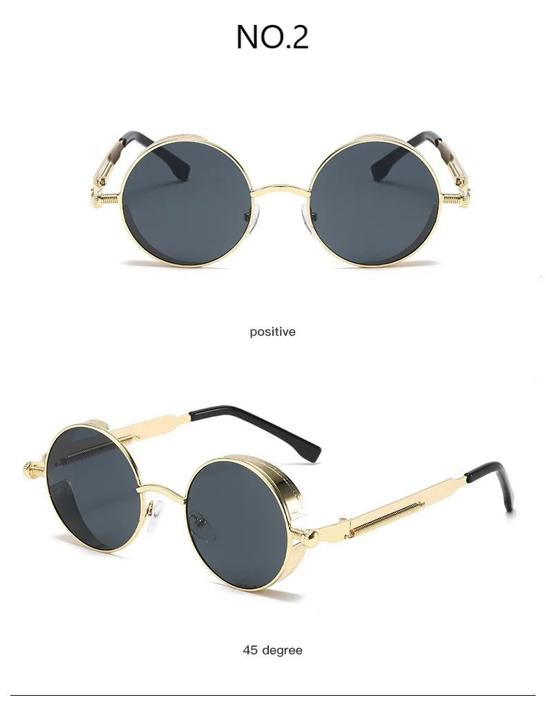 Metal Punk Round Sunglasses for Men and Women