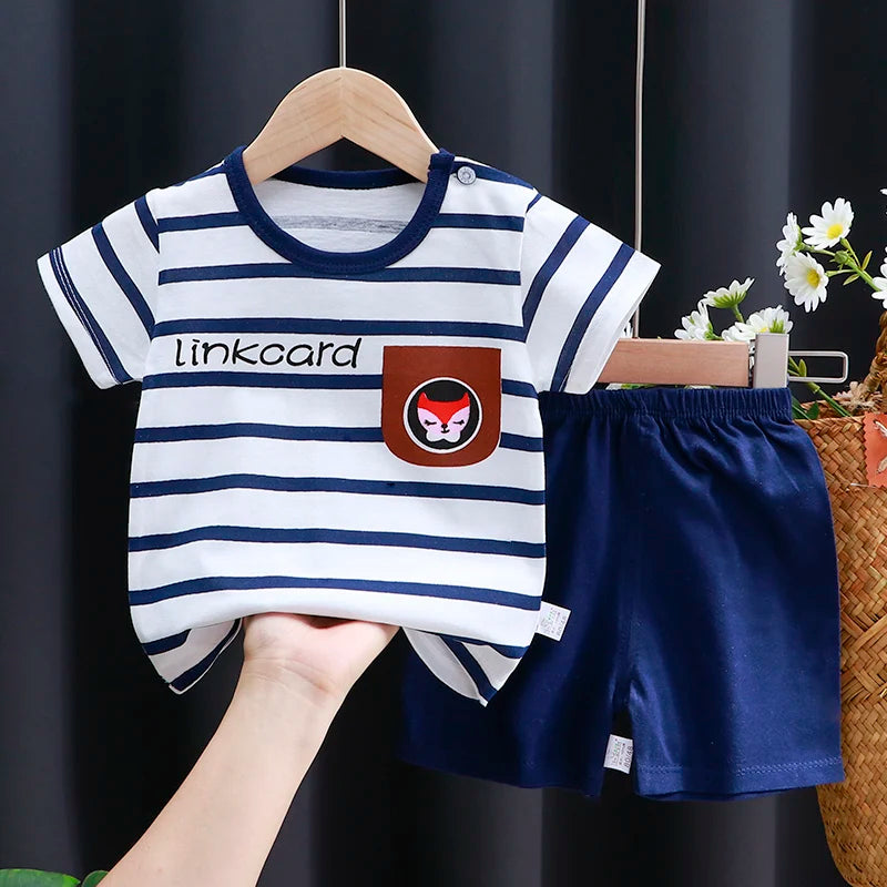 Kids Cotton Cartoon T-Shirt and Shorts Set