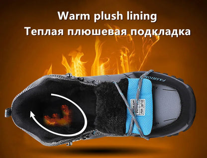 Men's Waterproof Leather Snow Boots Size 39-47