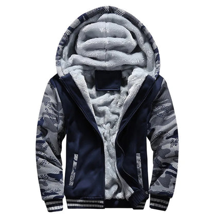 Men's Camouflage Winter Jacket Fleece Long Sleeve Coat