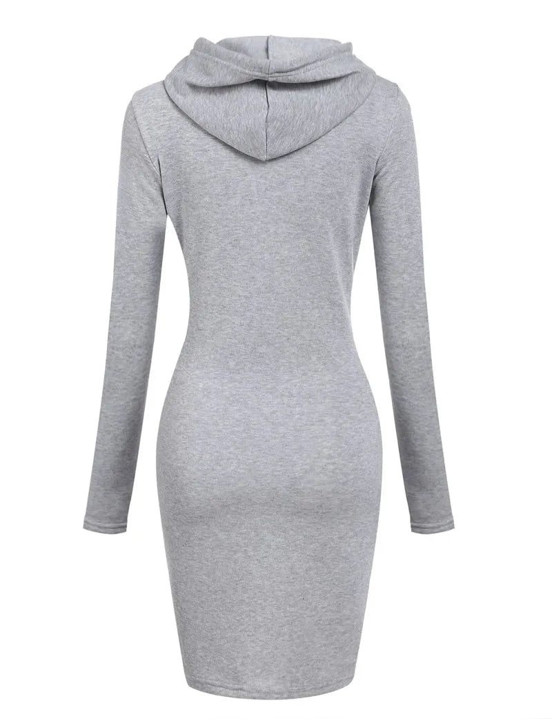 Hooded Sweatshirt Dress for Women in Polyester