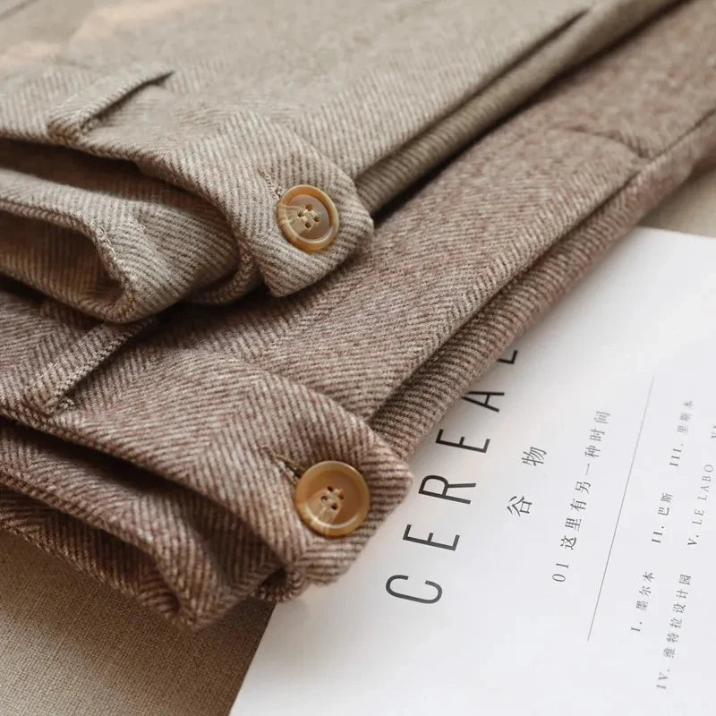 Woolen Harem Pencil Pants High Waisted Casual Trousers