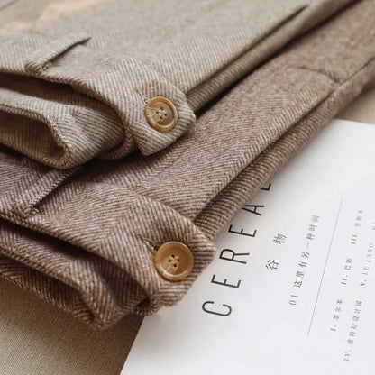 Woolen Harem Pencil Pants High Waisted Casual Trousers